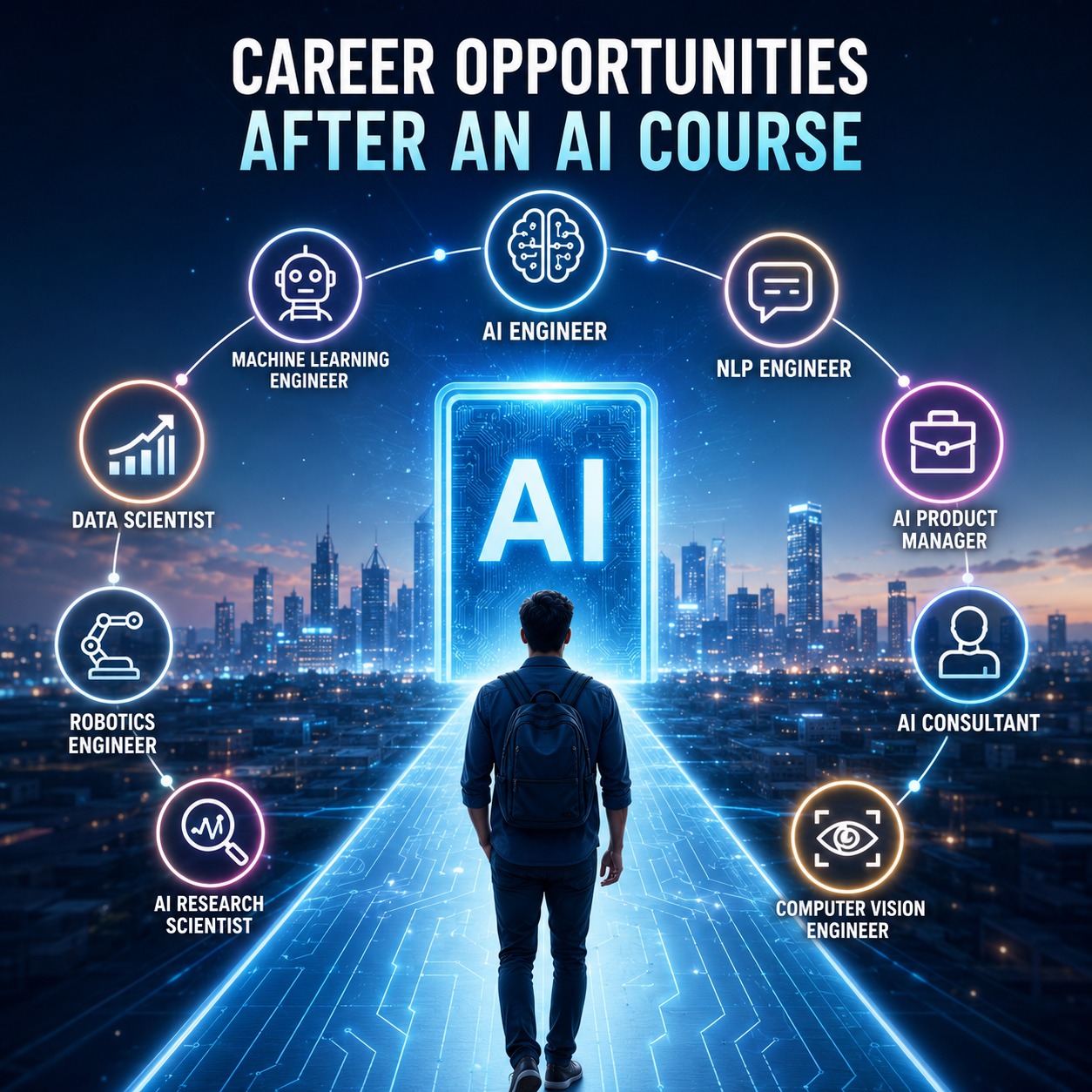 Professional applying AI skills at work after completing training