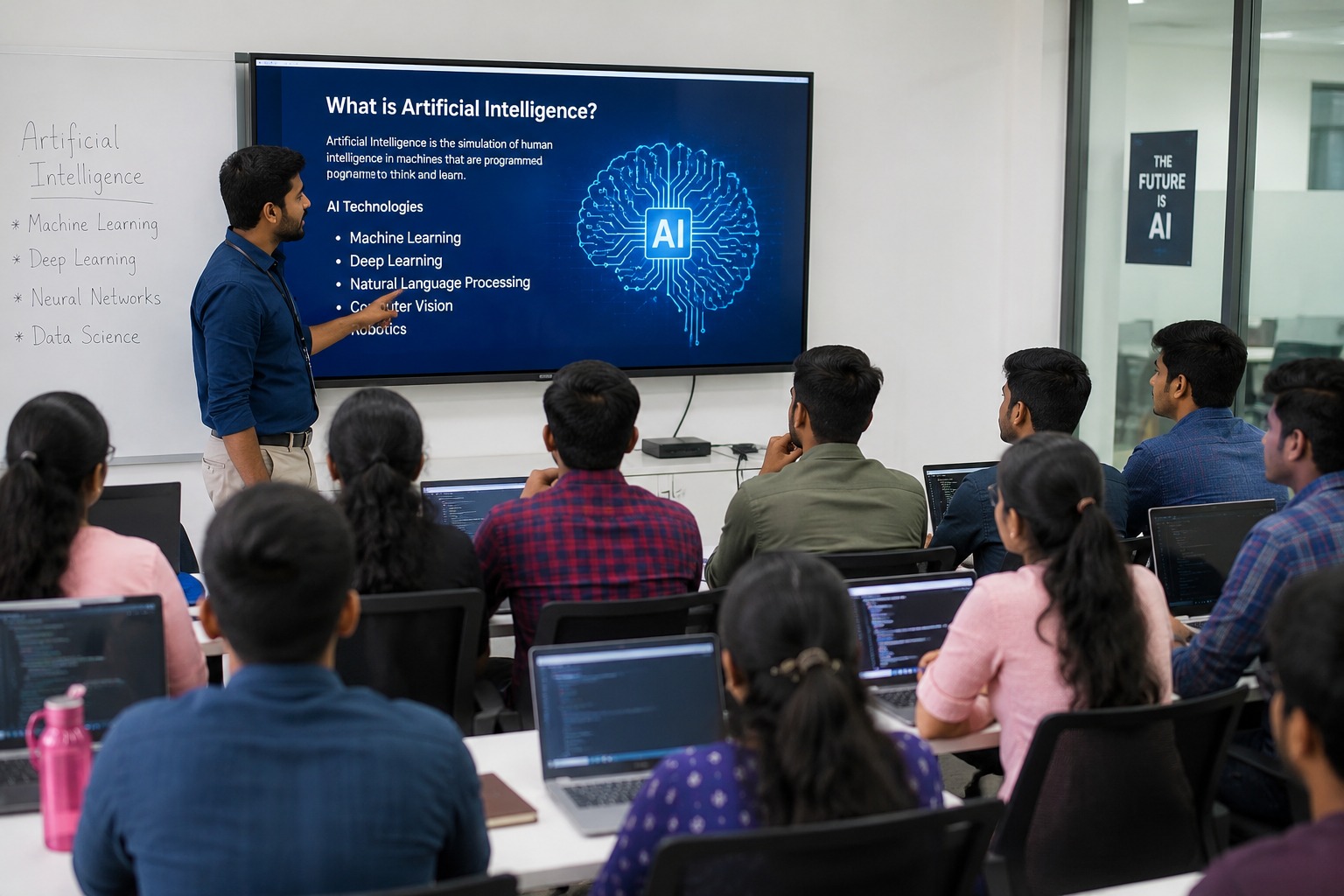BM Academy trainer guiding students through a live AI session